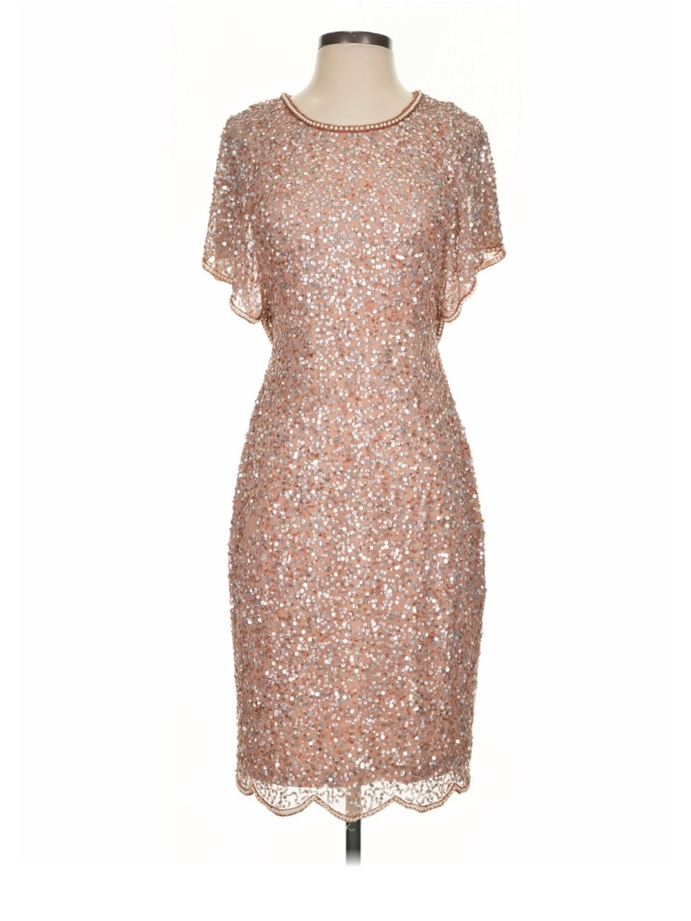 Adrianna Papell Rose Gold Sequin short Sleeve Gown - Picture 2 of 2
